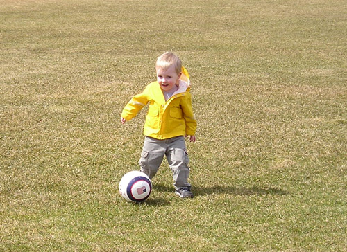 playing soccer